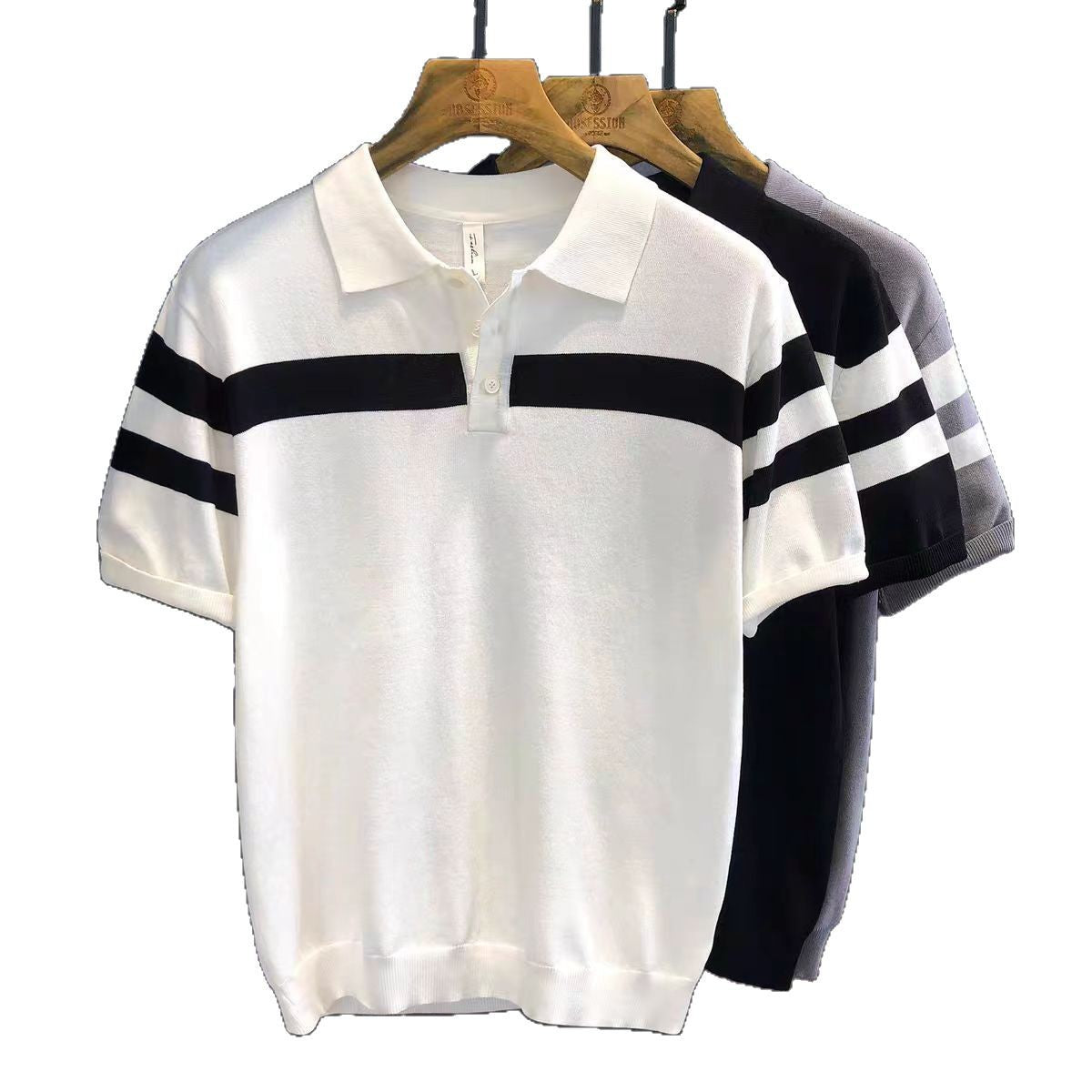 Suéter Polo de Manga Corta con Solapa para Hombre