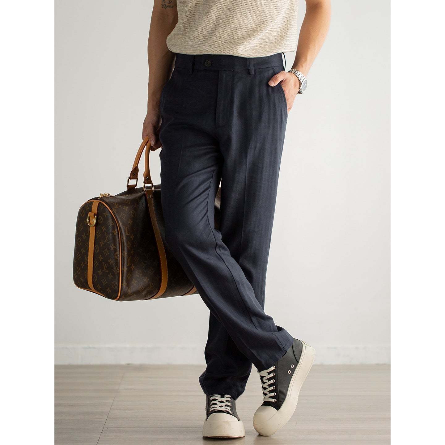 Leinenhose aus Tencel im Old-Money-Stil