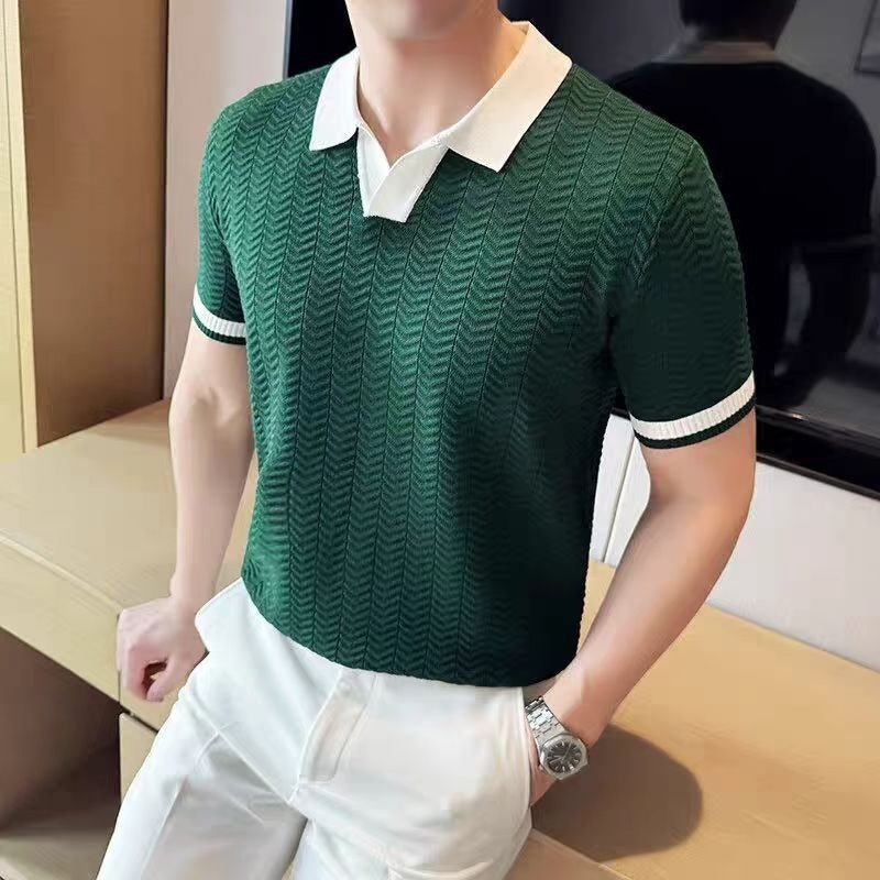 Top de Punto Ligero de Seda de Hielo Manga Corta para Hombre