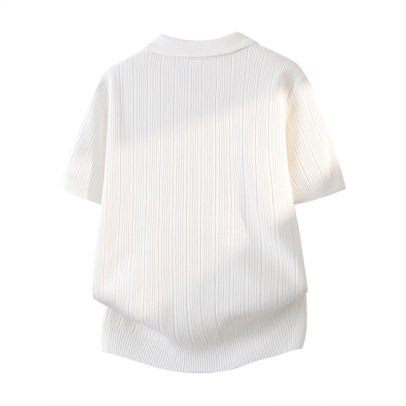 Herren Slim Fit Kurzarm Casual-Polohemd mit Reverskragen