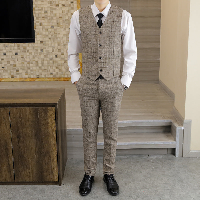 Traje de Tres Piezas Slim Fit a Cuadros