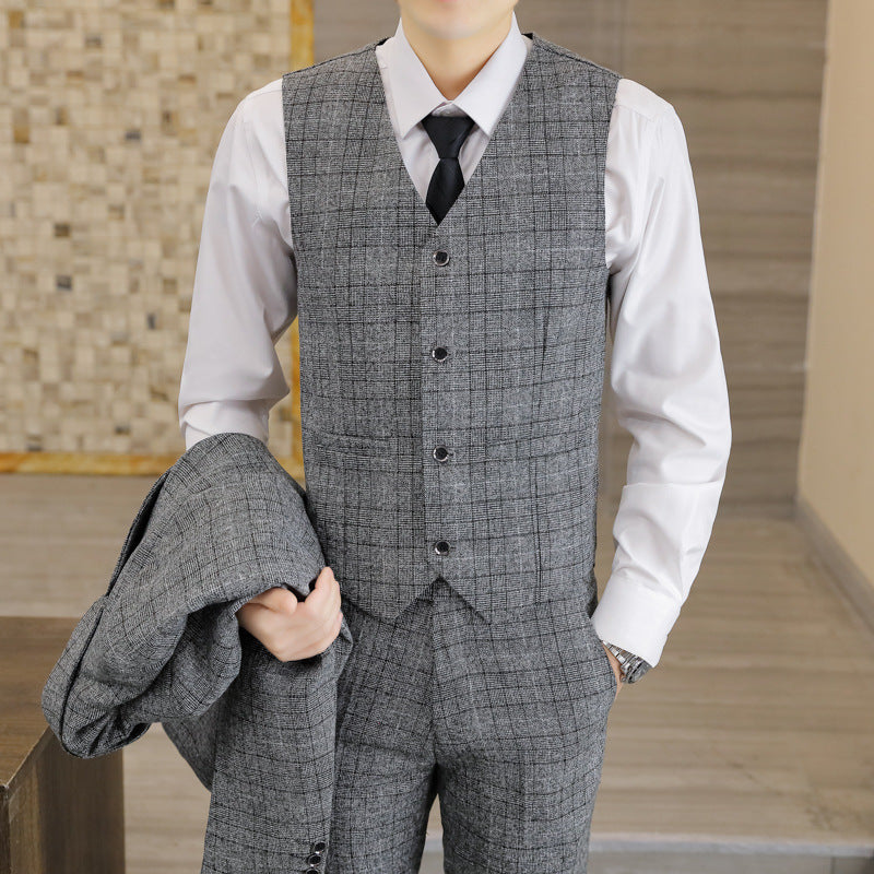 Traje de Tres Piezas Slim Fit a Cuadros