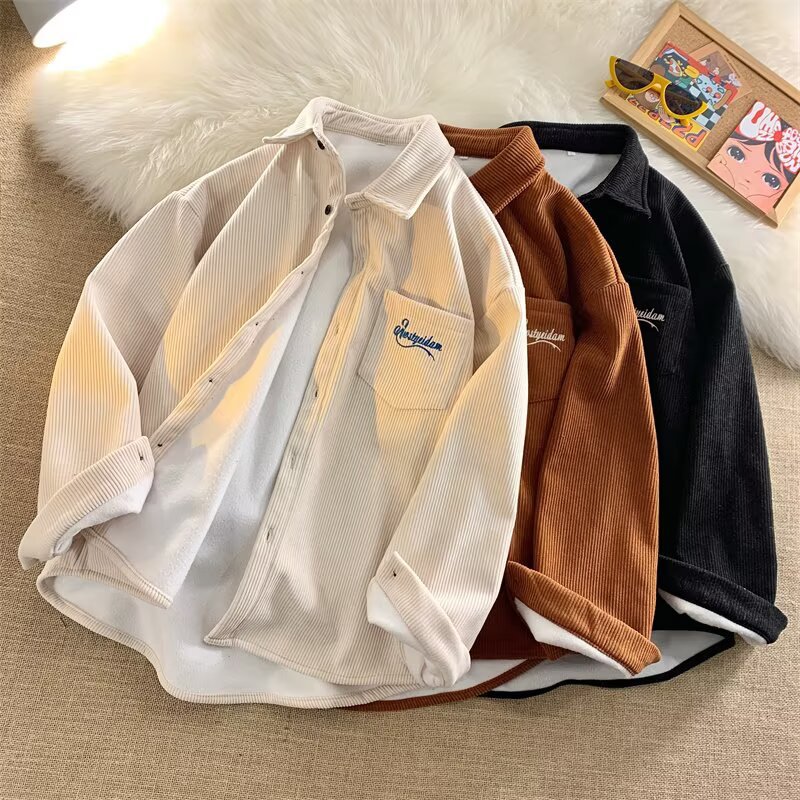Retro-Freizeit-Kordhemdjacke