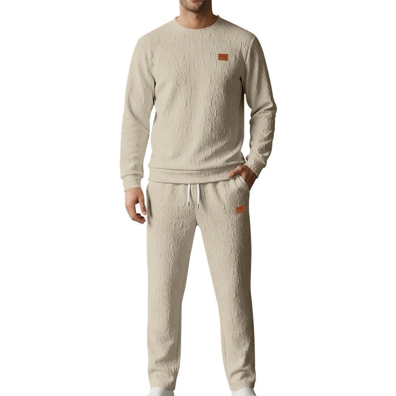Set Sweatshirt und Hose mit Reliefbuchstaben und Rundhalsausschnitt