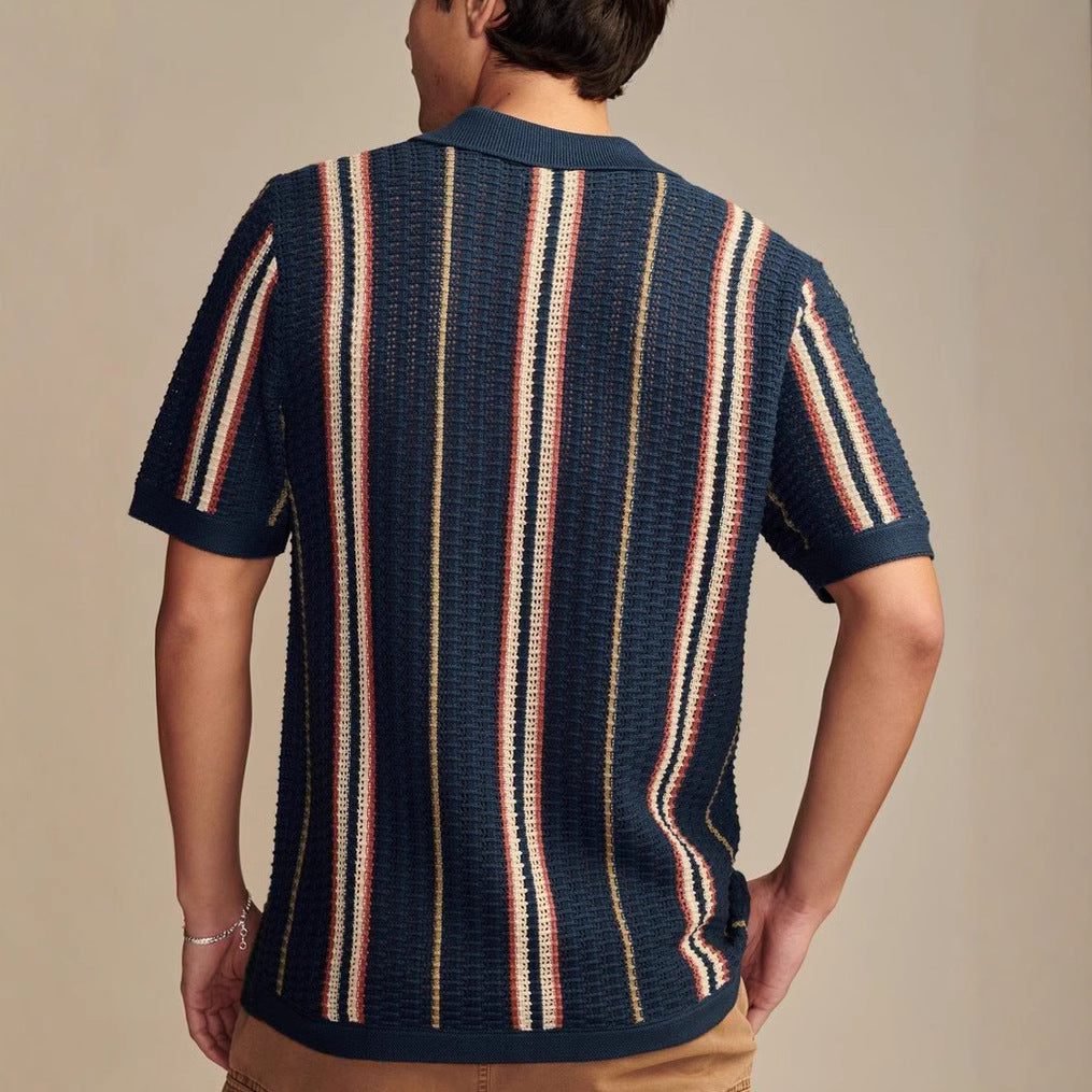 Cárdigan Polo Casual de Punto Calado para Hombre