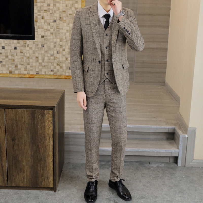 Traje de Tres Piezas Slim Fit a Cuadros