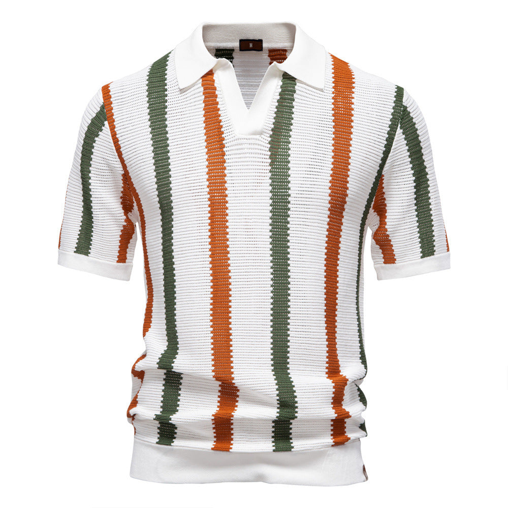 Polo de Punto Calado Transpirable de Manga Corta para Hombre