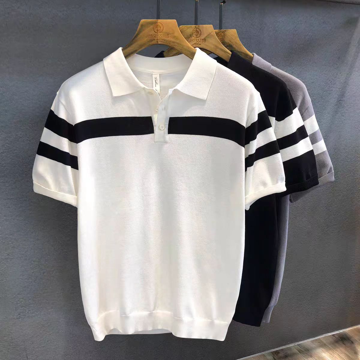 Suéter Polo de Manga Corta con Solapa para Hombre
