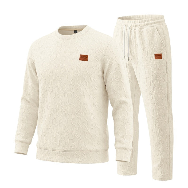 Set Sweatshirt und Hose mit Reliefbuchstaben und Rundhalsausschnitt