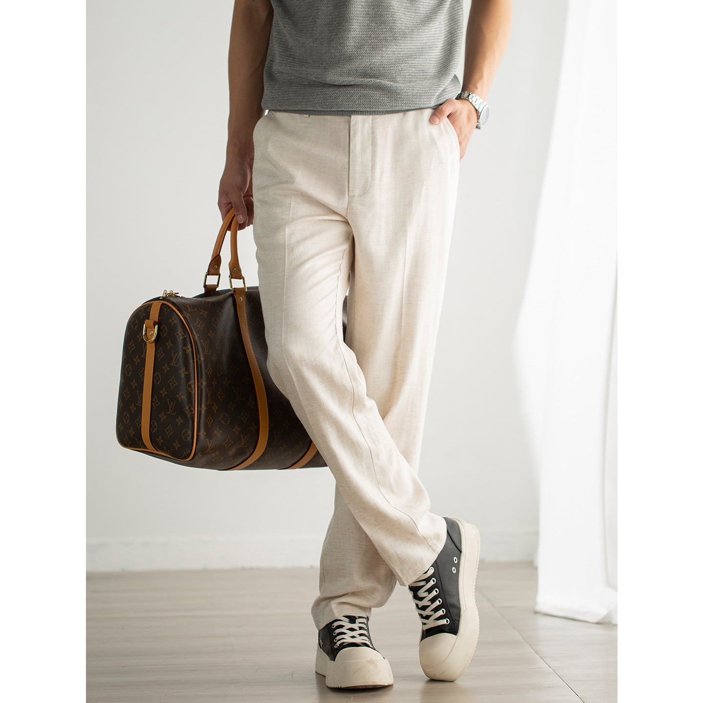 Leinenhose aus Tencel im Old-Money-Stil