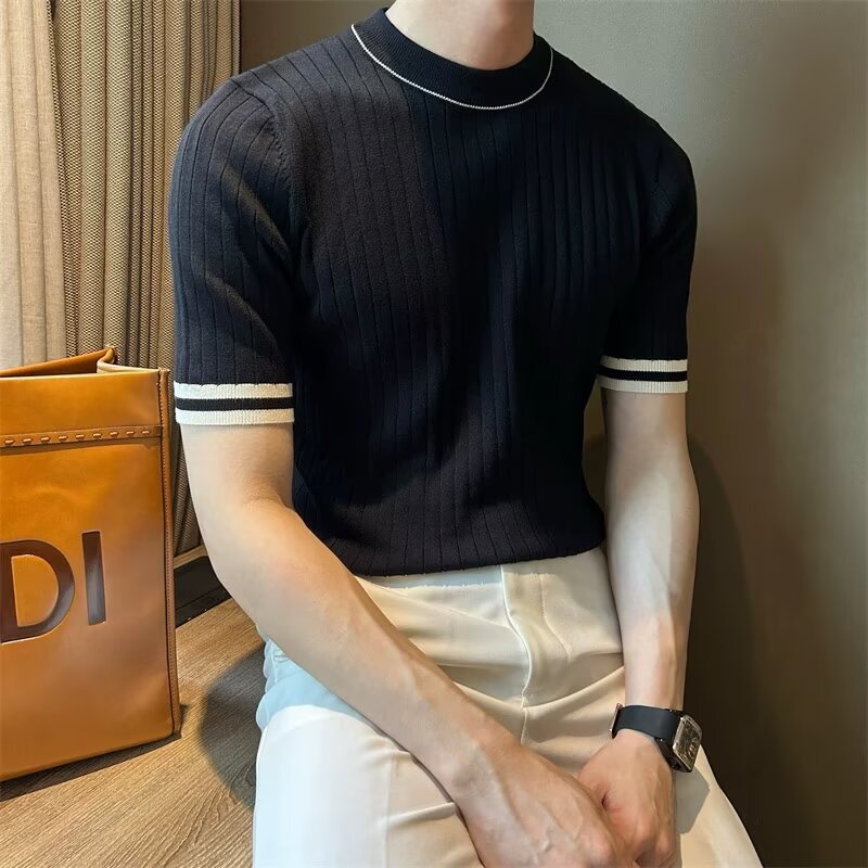 Herren-T-Shirt aus Eisseide im Slim Fit mit Rundhalsausschnitt