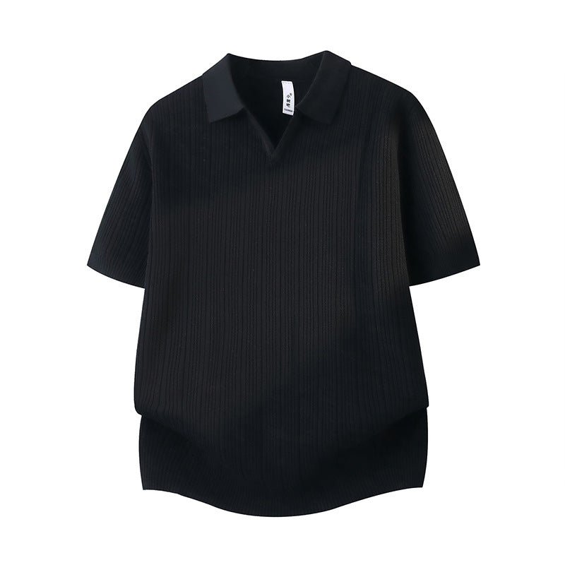 Playera Casual Slim Fit de Manga Corta con Cuello Solapa para Hombre