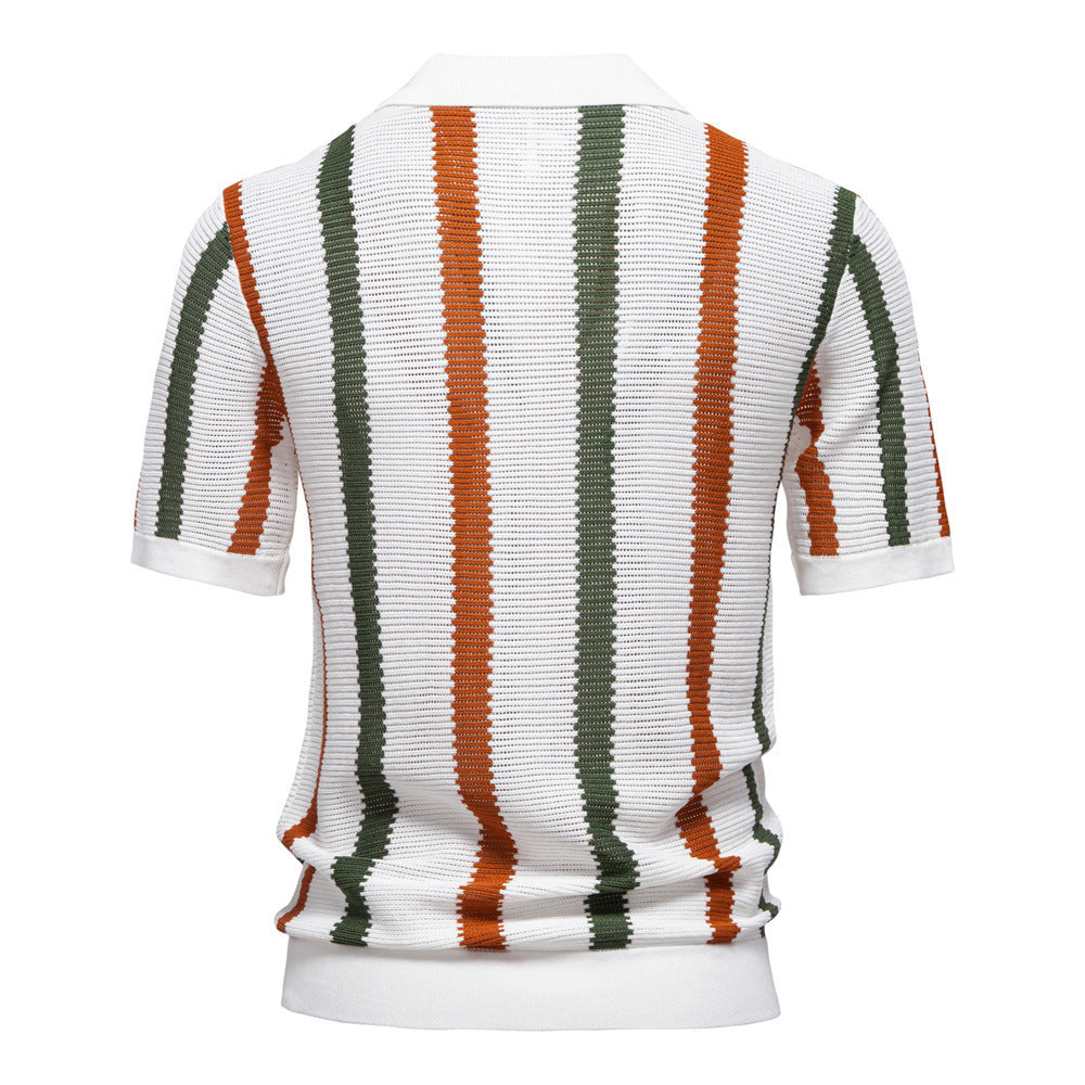 Polo de Punto Calado Transpirable de Manga Corta para Hombre