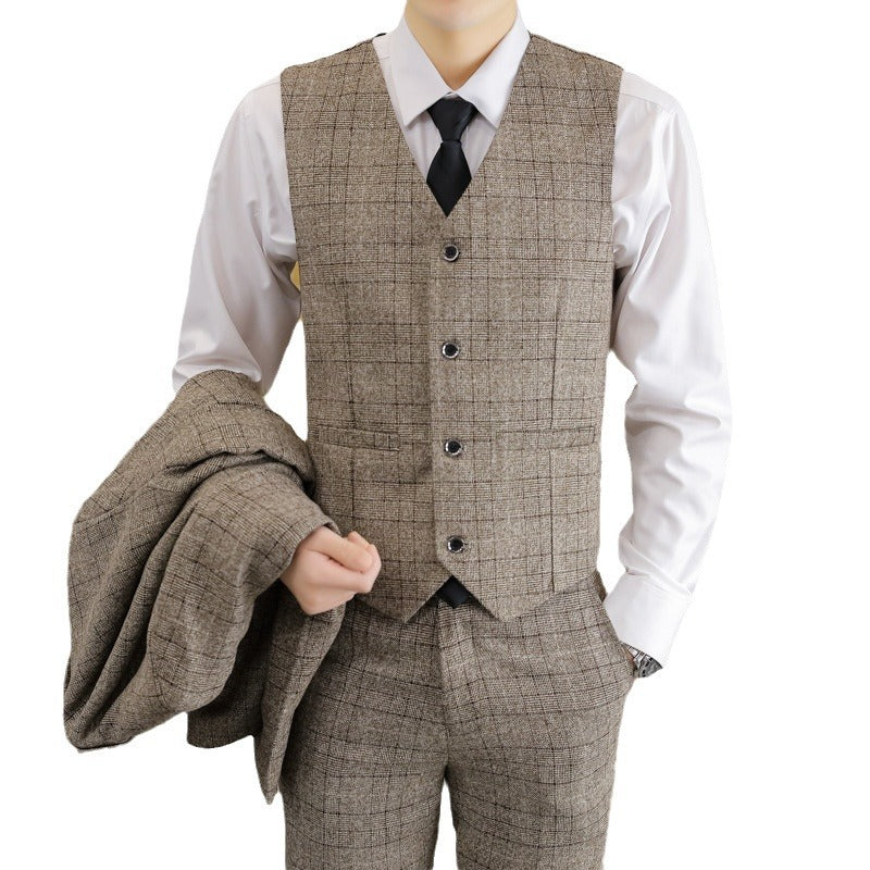 Traje de Tres Piezas Slim Fit a Cuadros