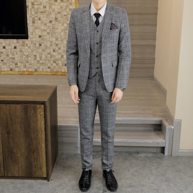 Traje de Tres Piezas Slim Fit a Cuadros