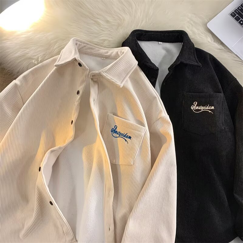 Retro-Freizeit-Kordhemdjacke