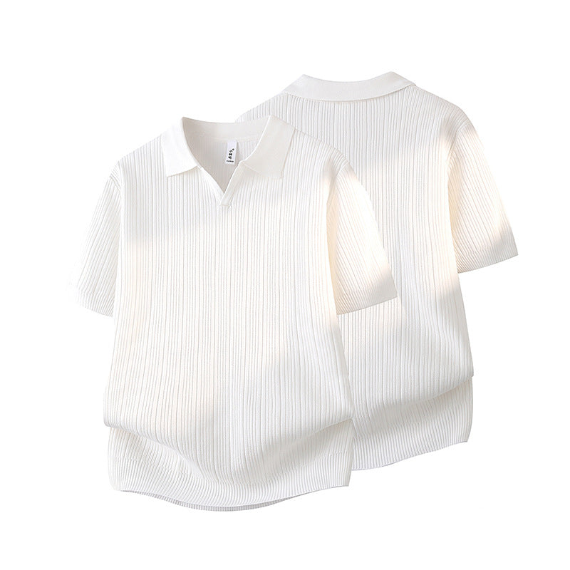 Herren Slim Fit Kurzarm Casual-Polohemd mit Reverskragen