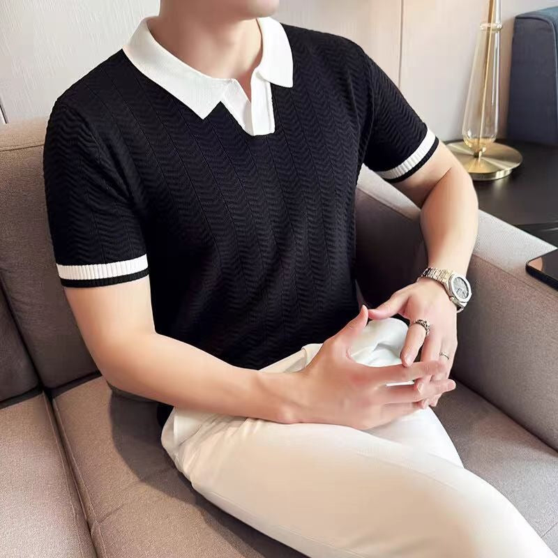 Herren-T-Shirt aus Eisseide mit kurzen Ärmeln