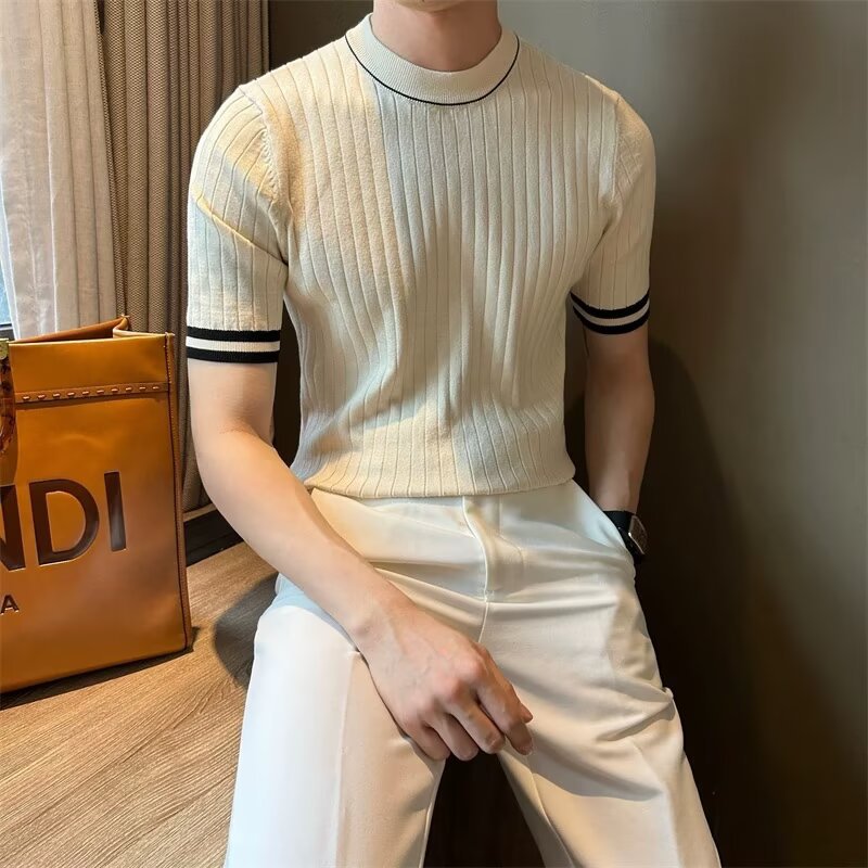 Herren-T-Shirt aus Eisseide im Slim Fit mit Rundhalsausschnitt