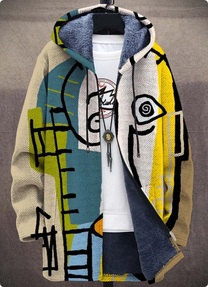 Winterjacke für Herren mit Muster und Plüschfutter