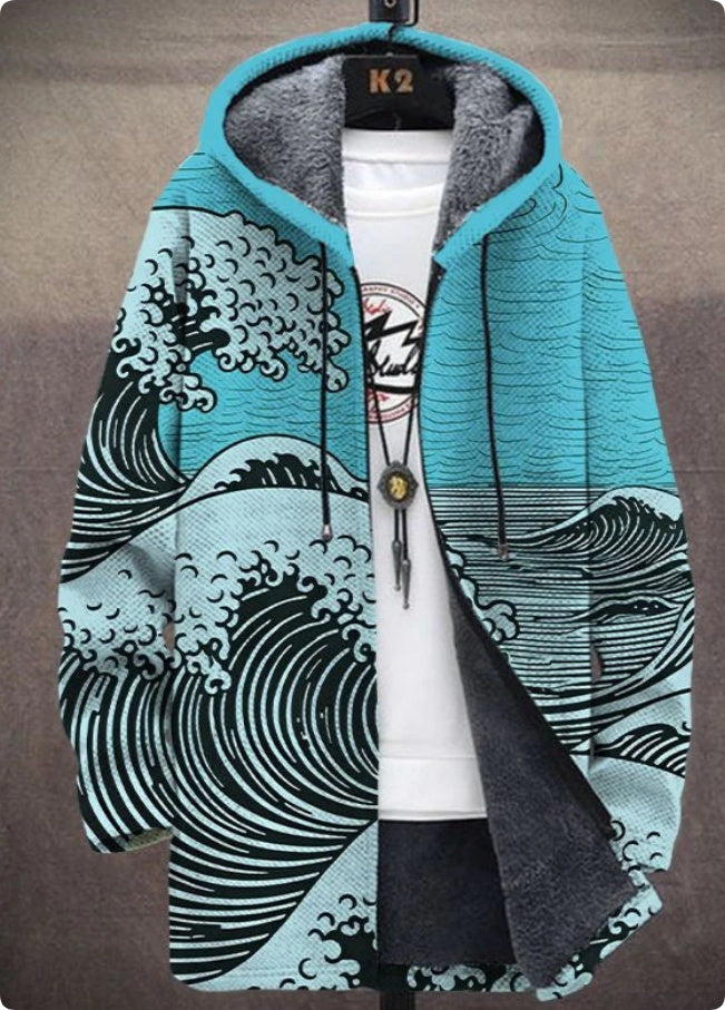 Winterjacke für Herren mit Muster und Plüschfutter