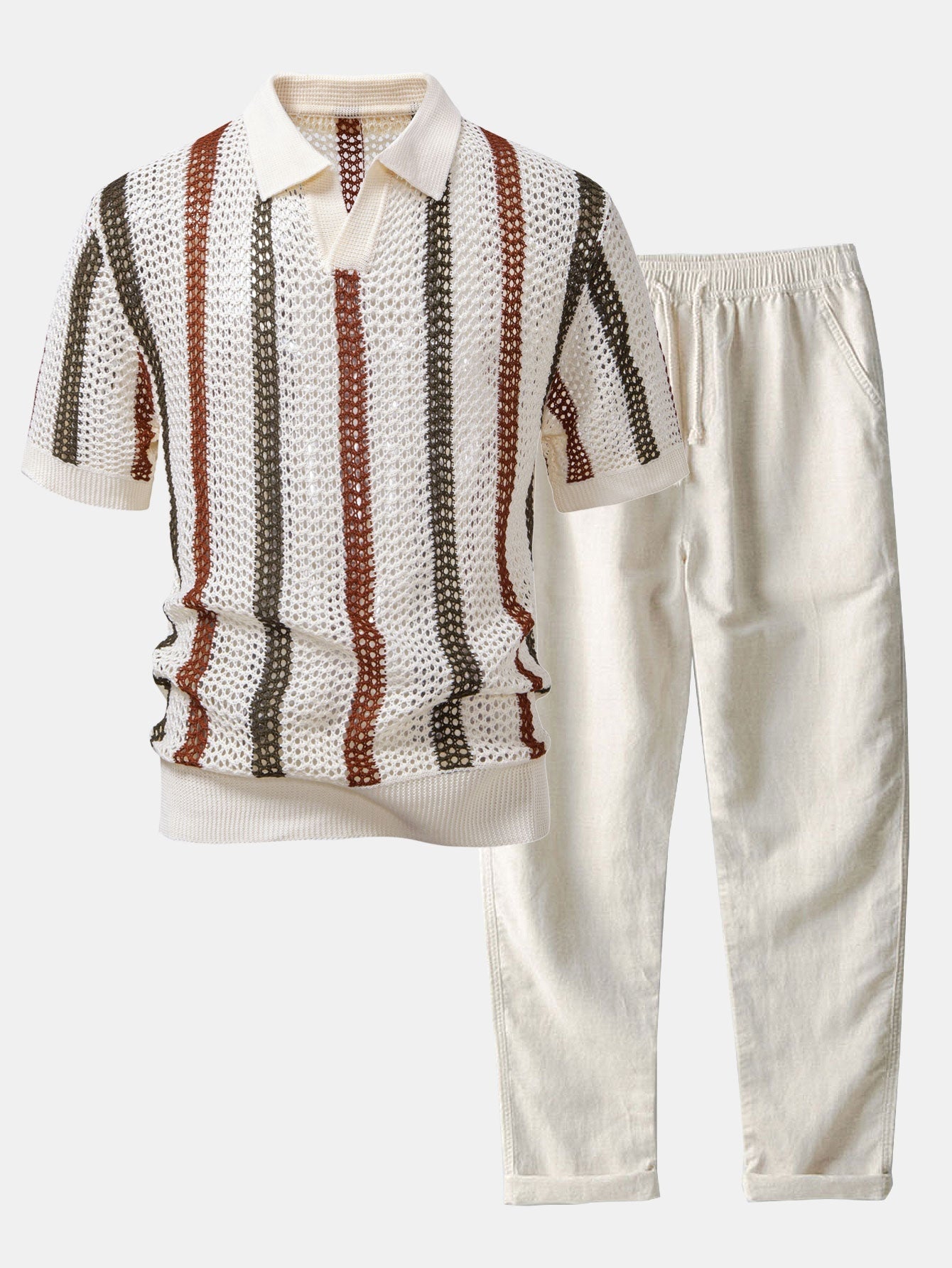 Polo de Punto Calado Transpirable de Manga Corta para Hombre