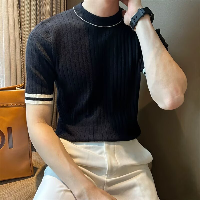 Herren-T-Shirt aus Eisseide im Slim Fit mit Rundhalsausschnitt
