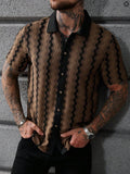 Herren-Retro-Kurzarm-Strick-Top mit Karomuster
