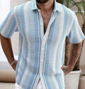 Herren-Kurzarm-Strandhemd mit 3D-Aufdruck, Slim Fit