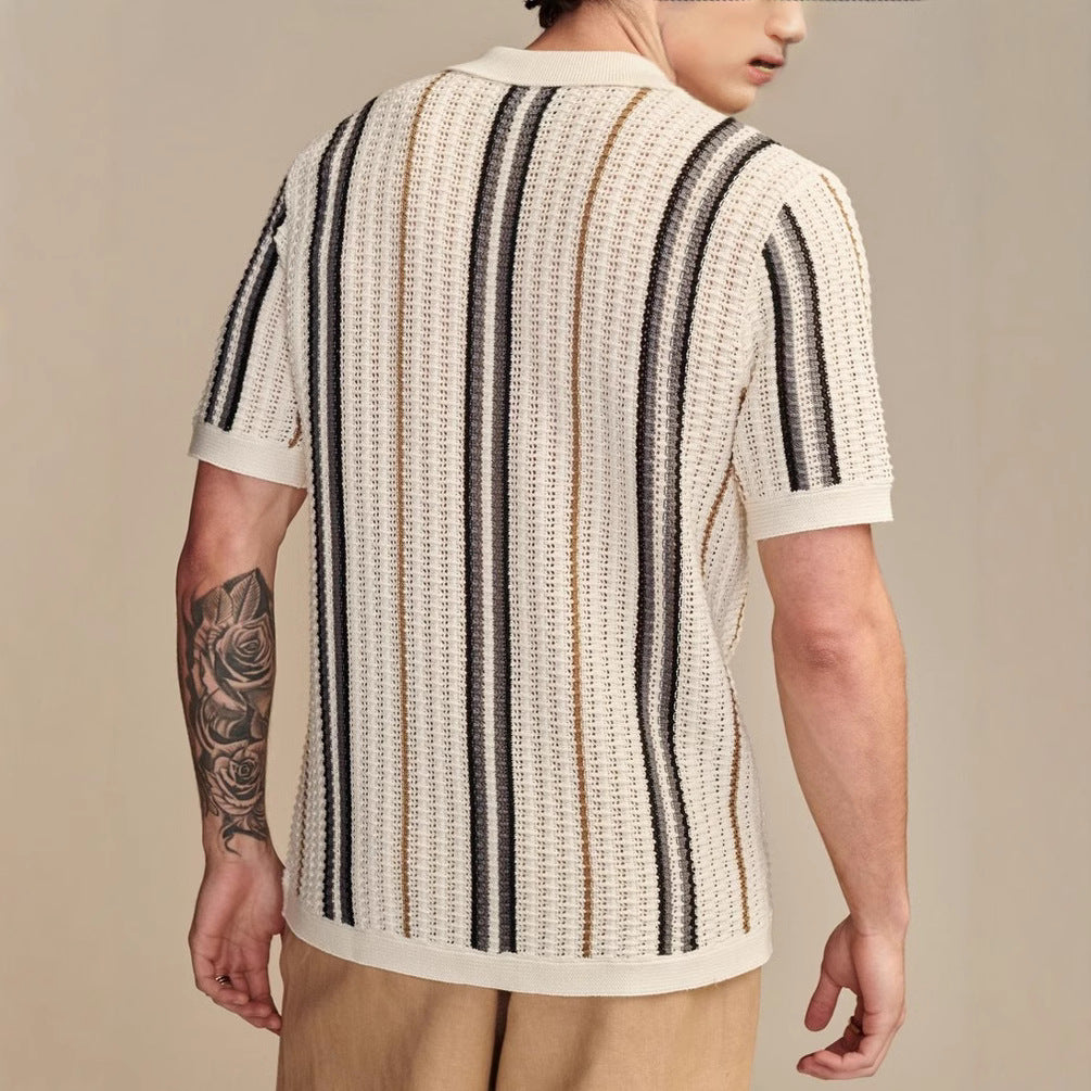 Cárdigan Polo Casual de Punto Calado para Hombre