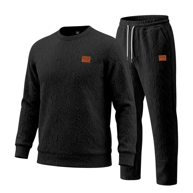 Set Sweatshirt und Hose mit Reliefbuchstaben und Rundhalsausschnitt