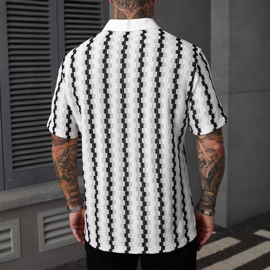 Herren-Retro-Kurzarm-Strick-Top mit Karomuster