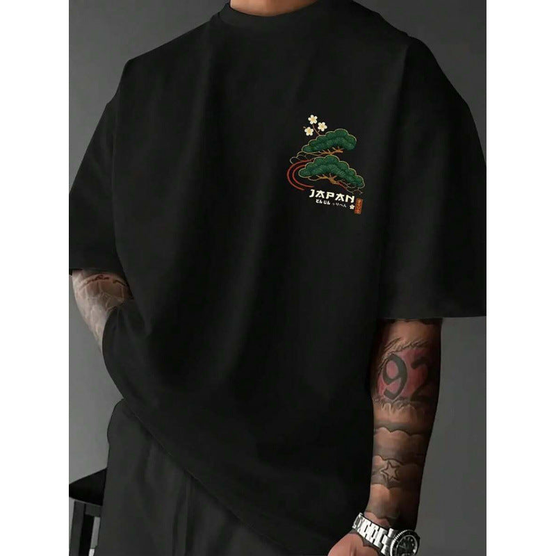 Herren-Top mit japanischem Kranich-Print