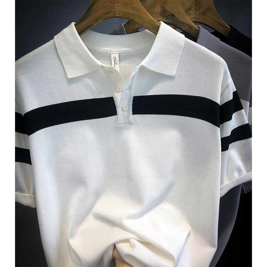 Suéter Polo de Manga Corta con Solapa para Hombre