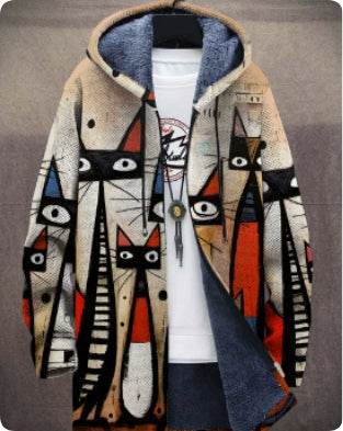 Winterjacke für Herren mit Muster und Plüschfutter