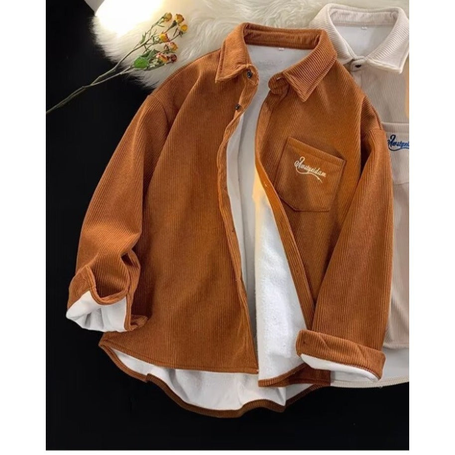 Retro-Freizeit-Kordhemdjacke